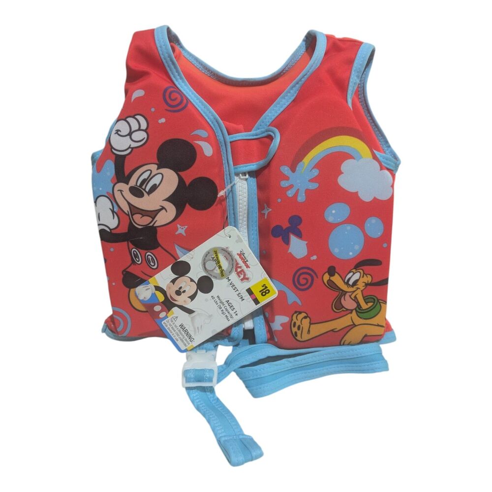 Disney Mickey Mouse Swim Vest Life Jacket Float Aid Kids 1+ New